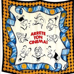 Moschino Vintage Silk Arrete Ton Cinema! Scarf